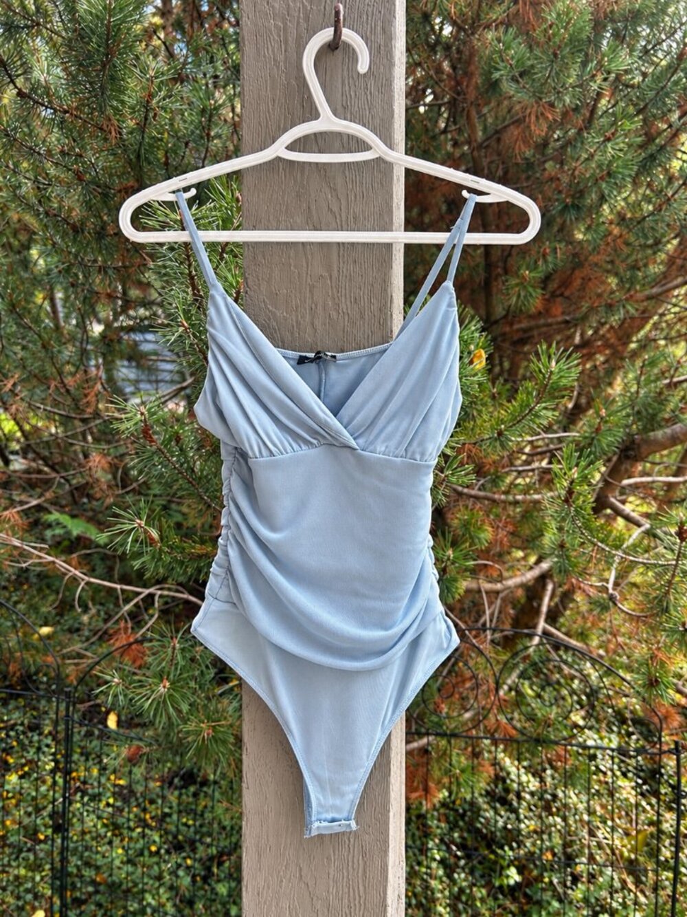 Baby Blue Ruched Bodysuit